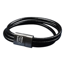 Black Leather Triple Crest Bracelet