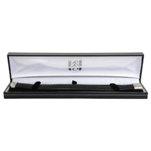 Black Leather Plaited Crest Bracelet